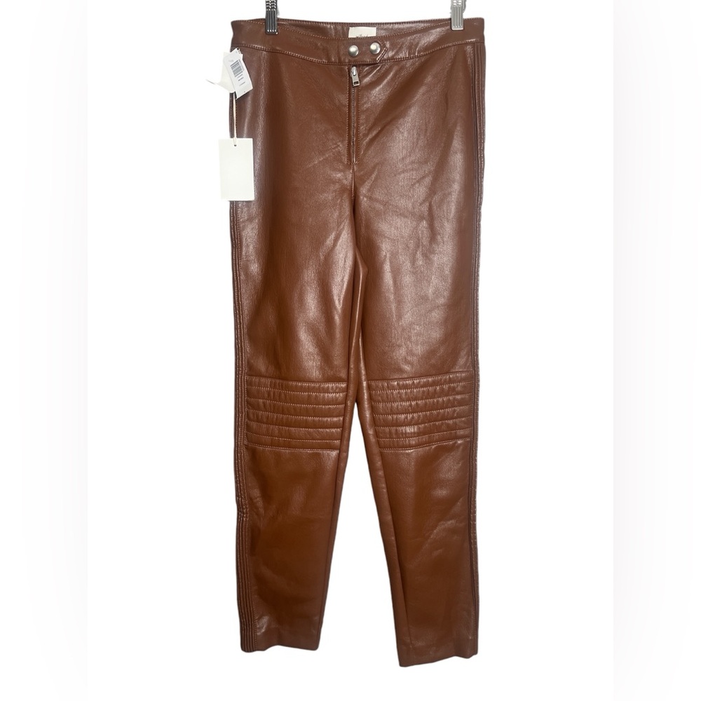 Aritzia Wilfred‎ nord cognac pants size 6 vegan leather moto style night out